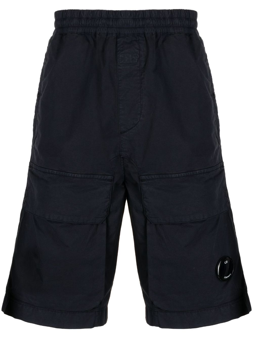 C.p. Company Logo-patch Cotton Shorts In Blue