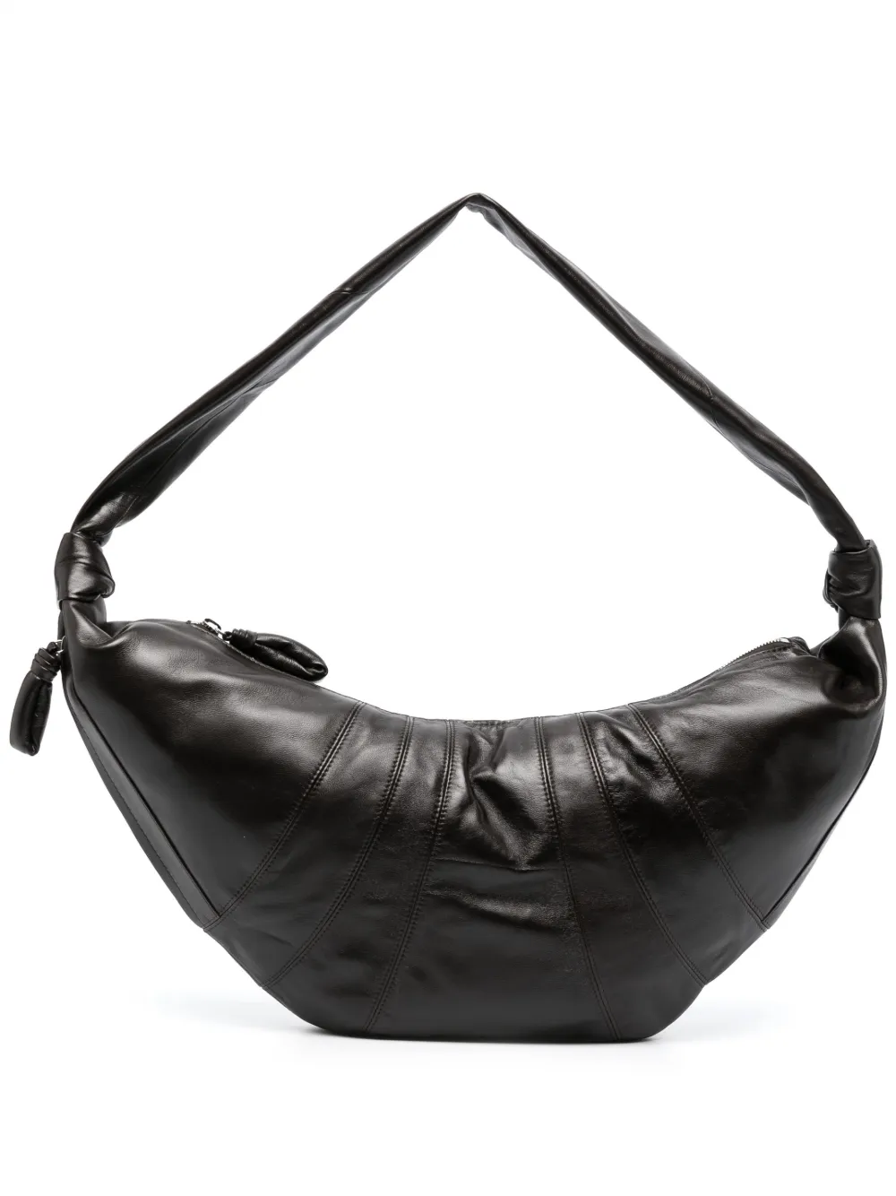 Shop Lemaire Large Croissant Leather Shoulder Bag In Brown