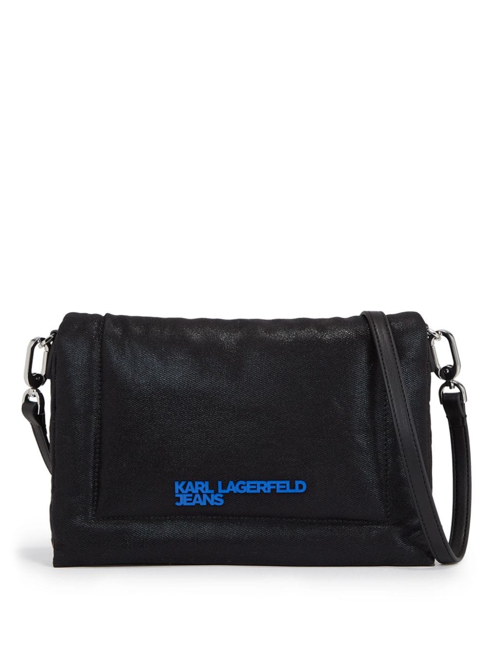 Karl Lagerfeld Jeans Coated-denim Crossbody Bag In Black