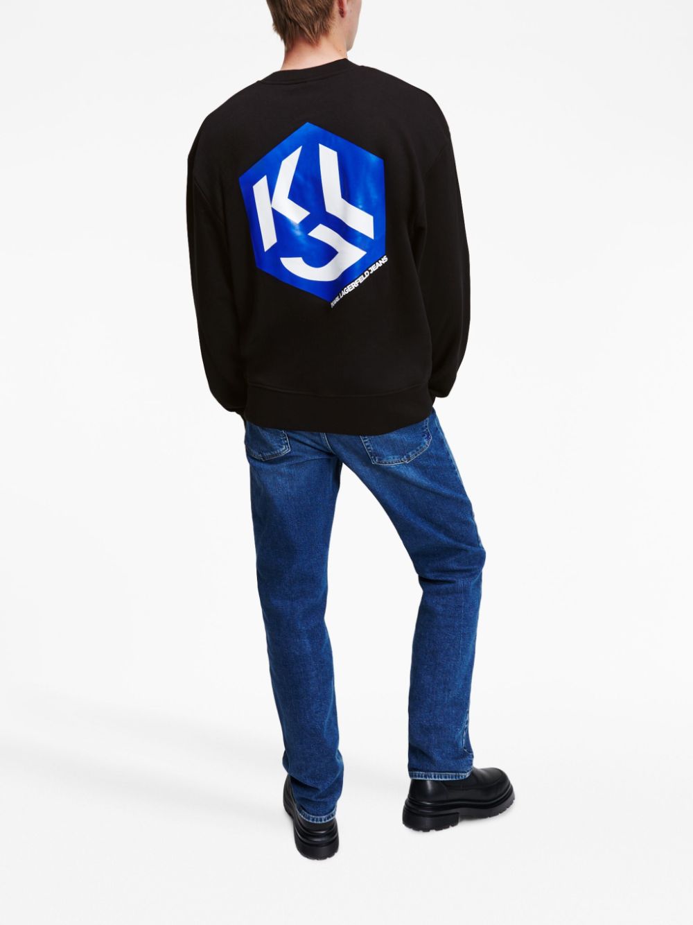 Shop Karl Lagerfeld Jeans Logo-print Crew-neck Jumper In Black