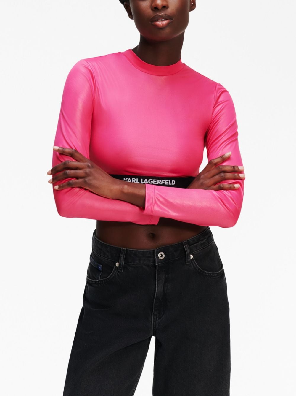 Image 2 of Karl Lagerfeld Jeans long-sleeved cropped T-shirt