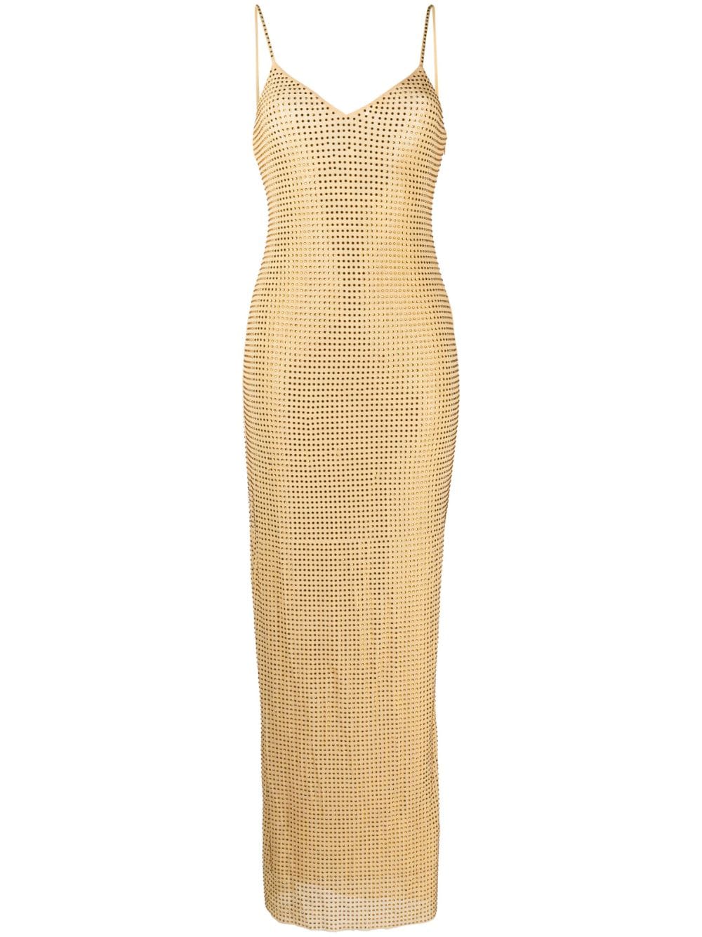 Self-portrait Rhinestone-embellished Mesh Maxi Dress In Yellow | ModeSens