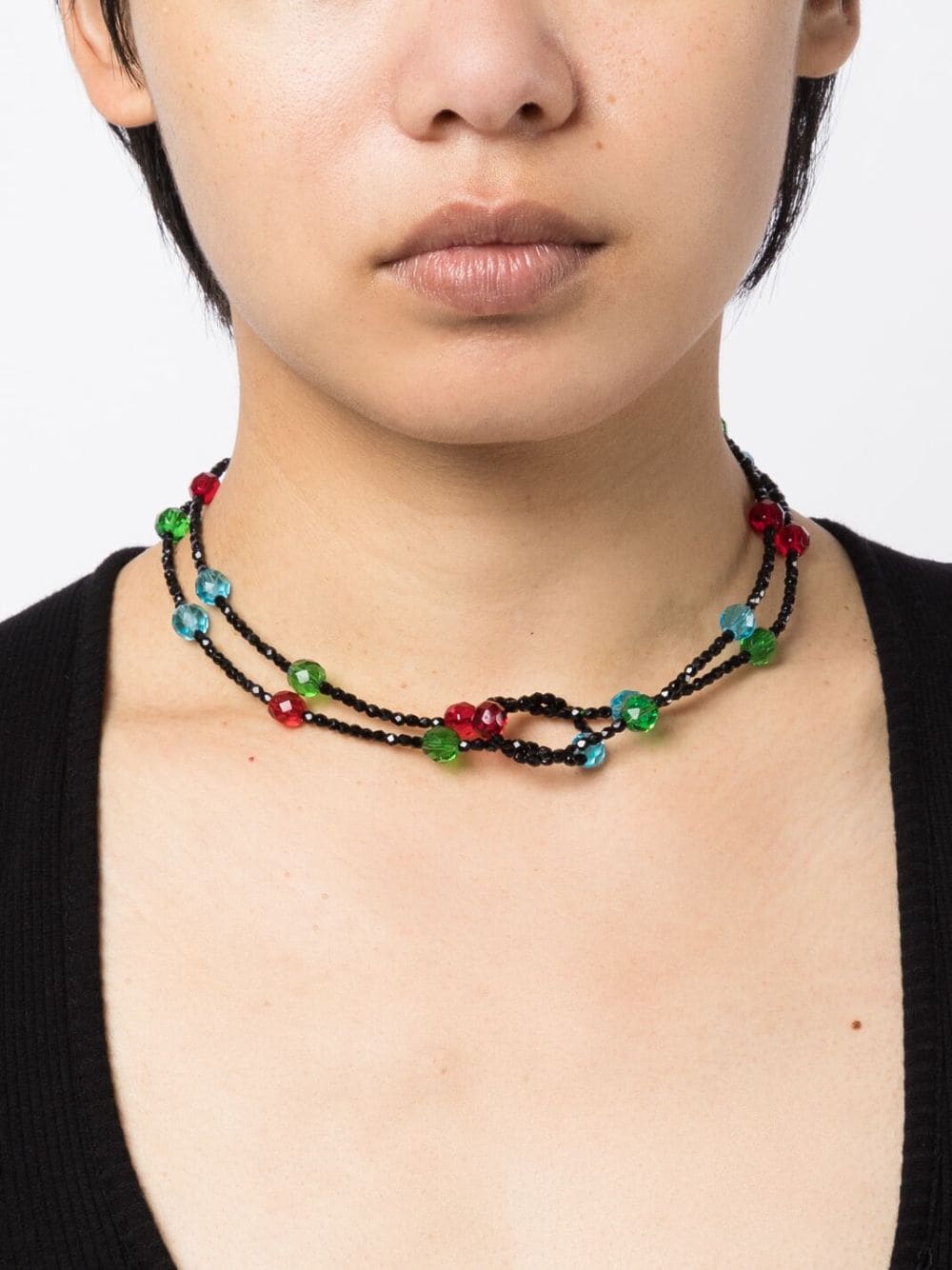 Image 2 of Giorgio Armani bead-embellished twisted-band necklace