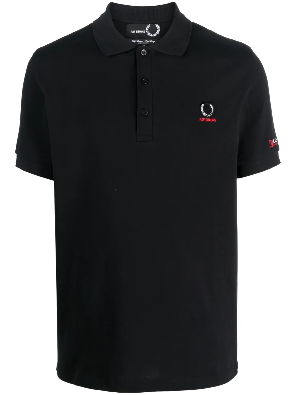 Fred Perry X Raf Simons Embroidered-logo Polo Shirt In Black