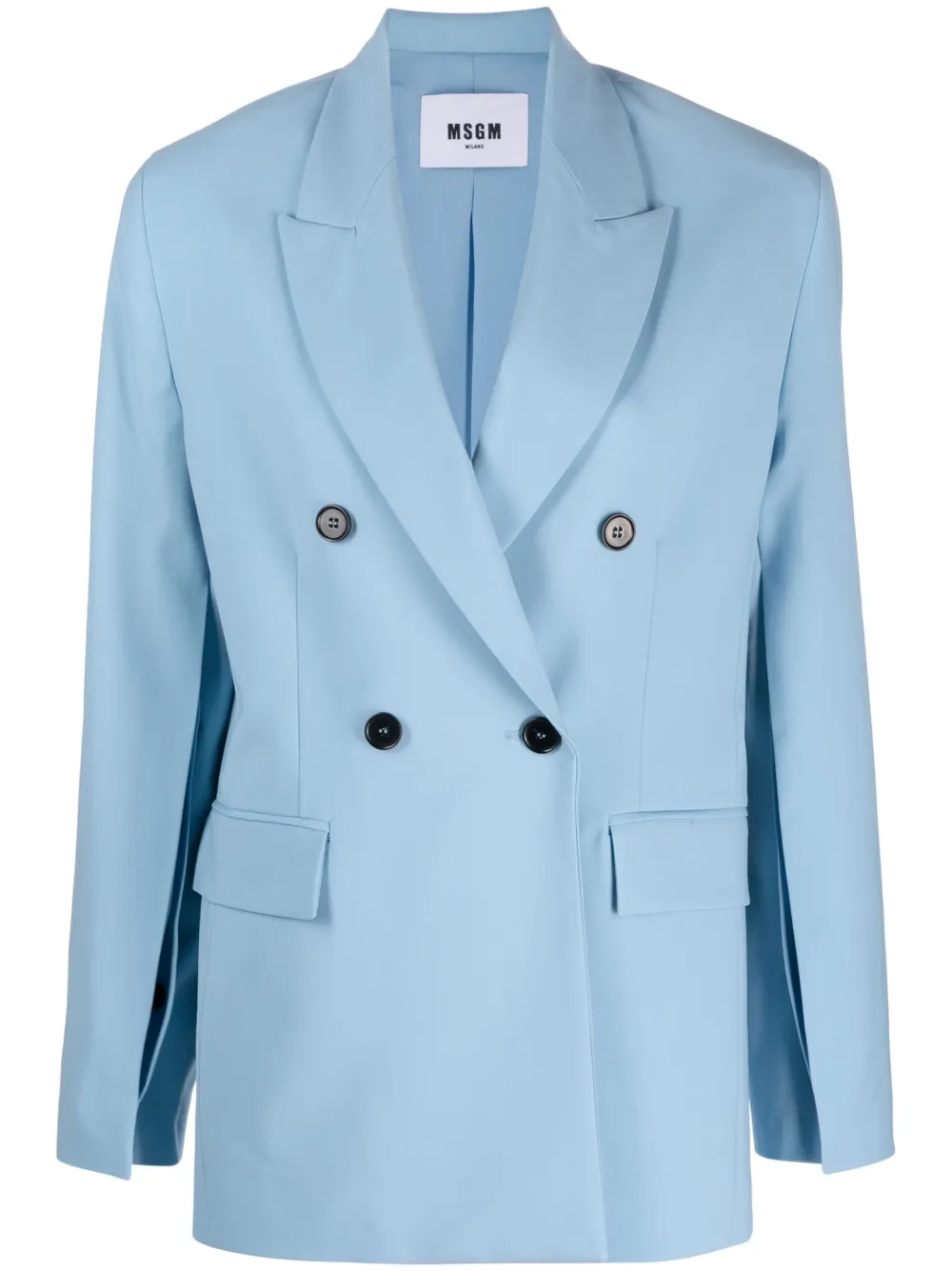 Msgm Double Breasted Blazer In Light Blue