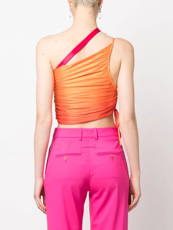 ANDREĀDAMO gradient-effect one-shoulder Top Orange FARFETCH AO