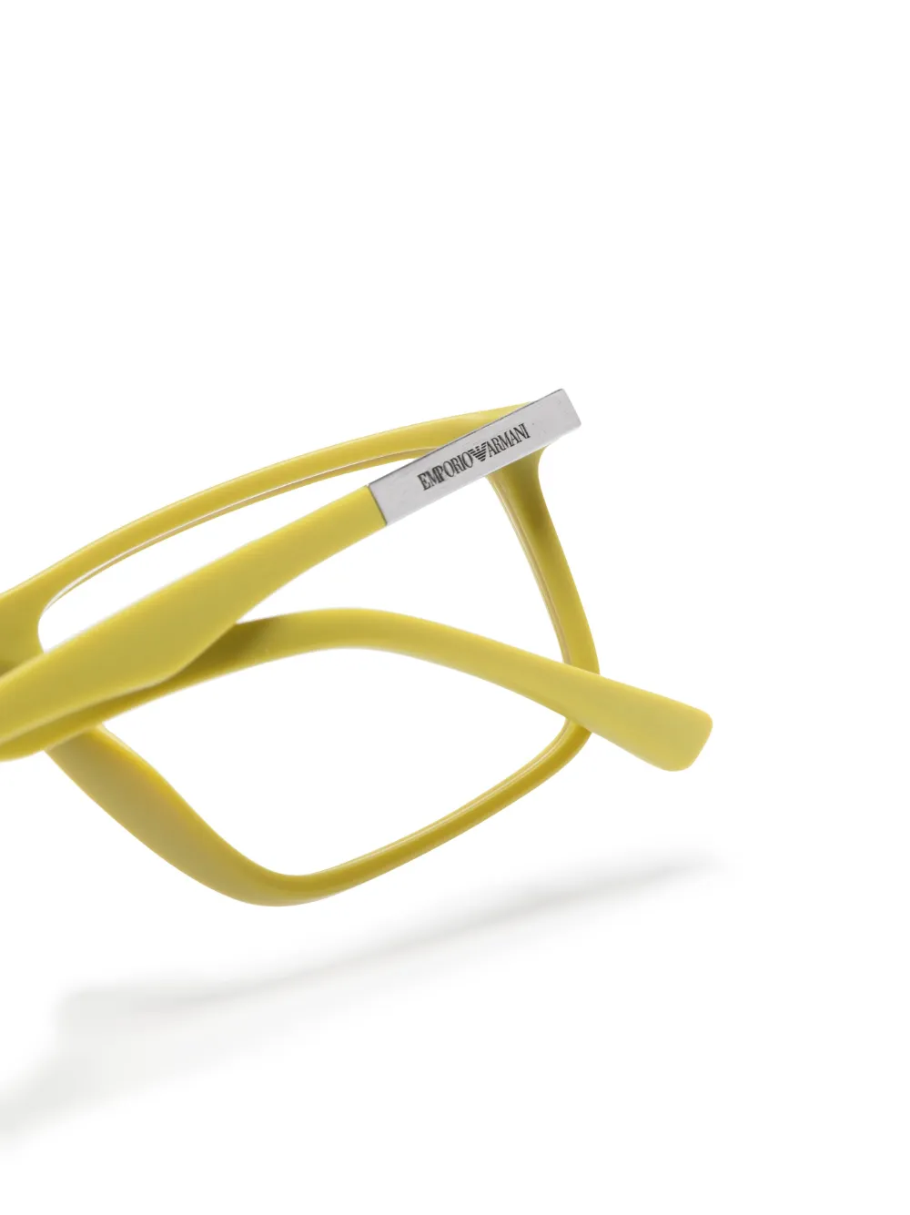 Emporio Armani Logo-plaque Square-frame Glasses In 绿色