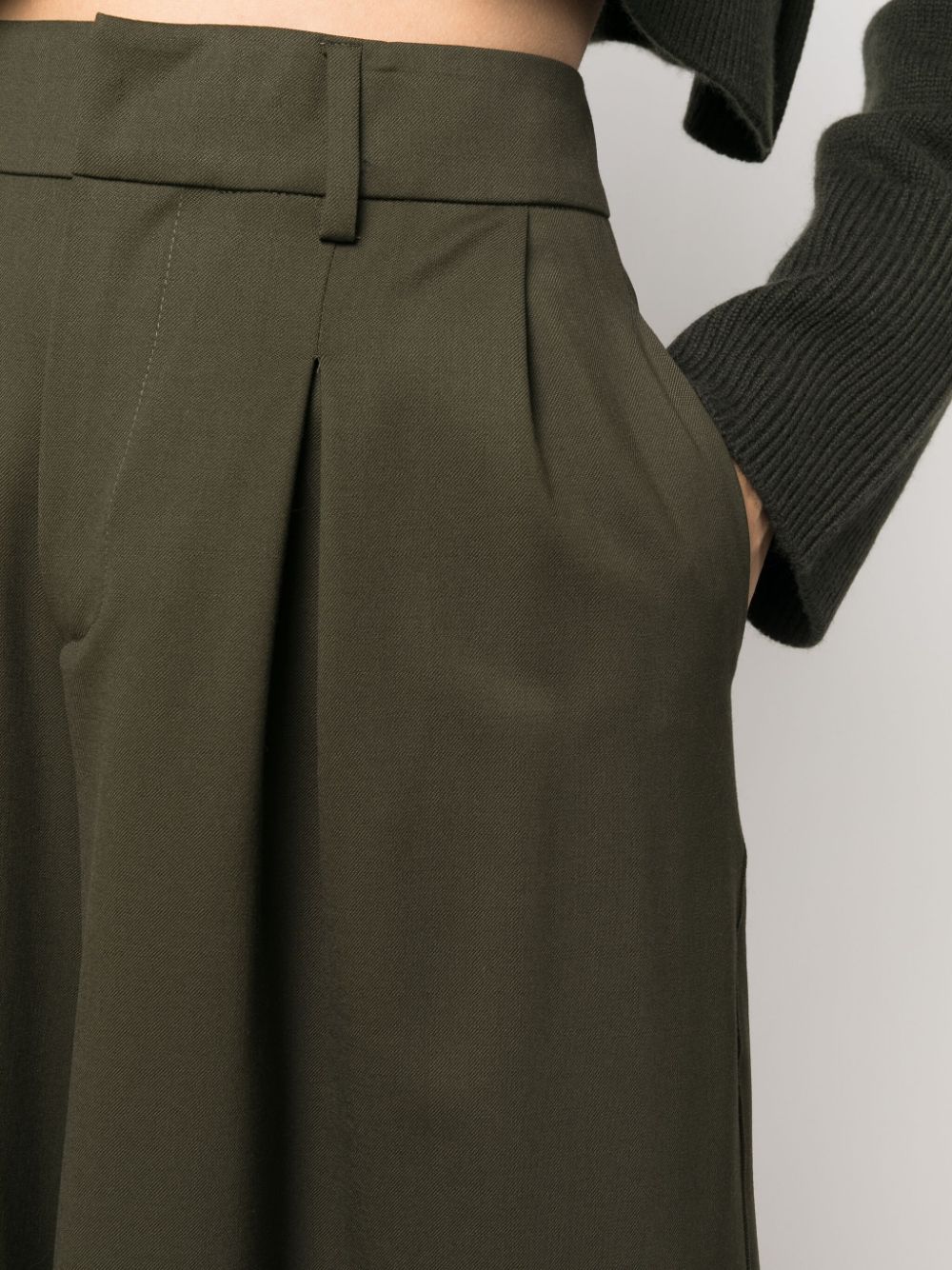 Shop P.a.r.o.s.h Pleat-detail Wide-leg Shorts In Green
