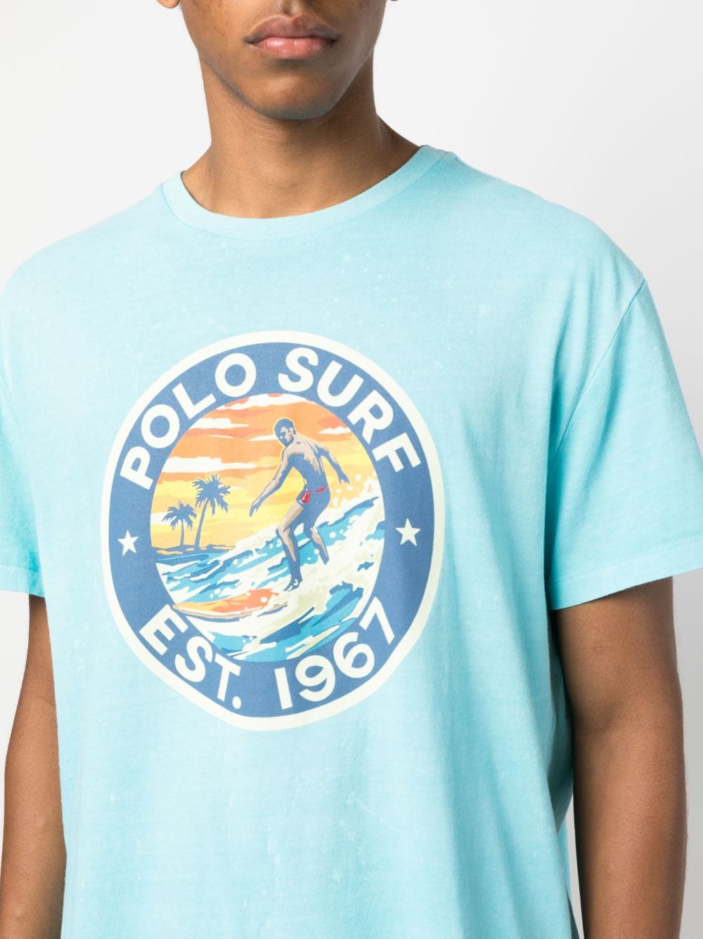 Shop Polo Ralph Lauren Slogan-print Cotton T-shirt In Blau