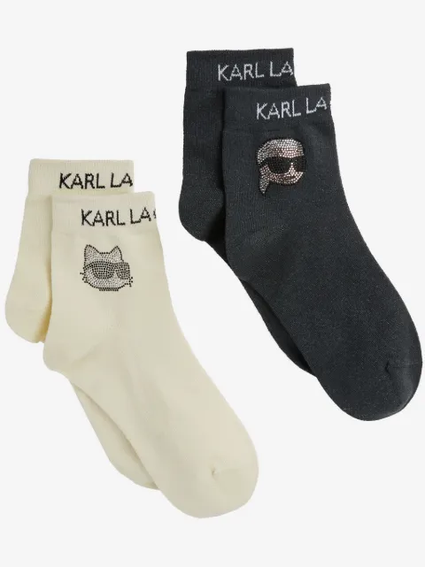 Karl Lagerfeld Ikon strømper med rhinstenudsmykning (pakke med to)