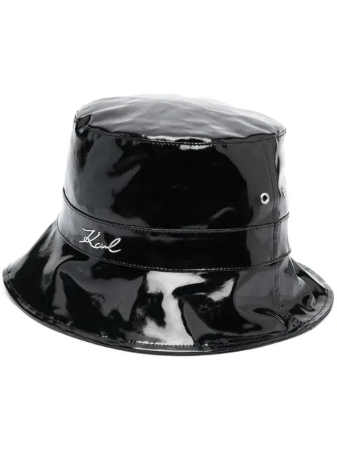 Karl Lagerfeld patent-finish bucket hat