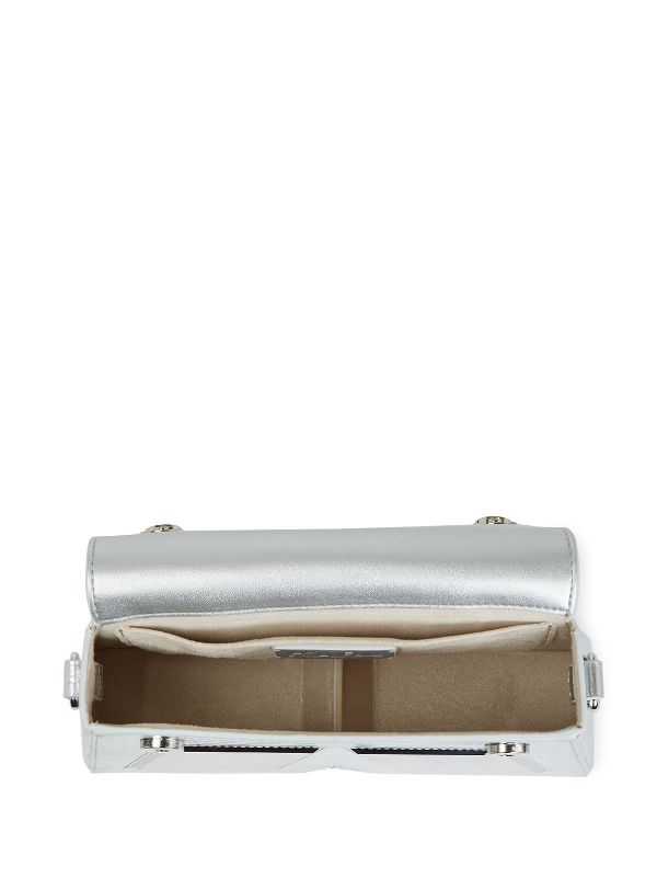 Karl Lagerfeld, Ikon K Small Croc-effect Crossbody Bag, Woman, Silver, Size: One Size