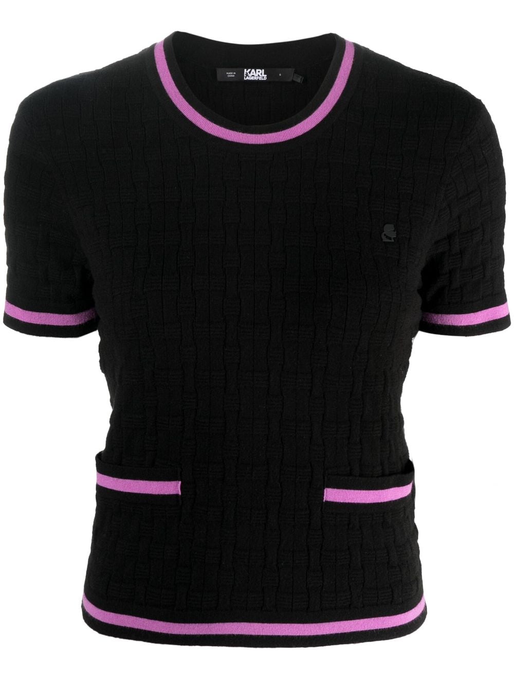 Image 1 of Karl Lagerfeld contrast-trim knitted top