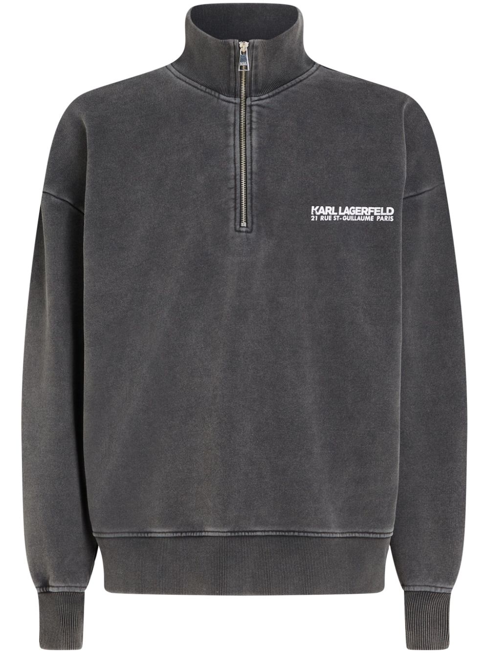 Karl Lagerfeld Half-zip Organic Cotton Sweatshirt In Grey