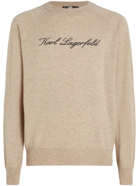Karl Lagerfeld embroidered cashmere crew neck sweater