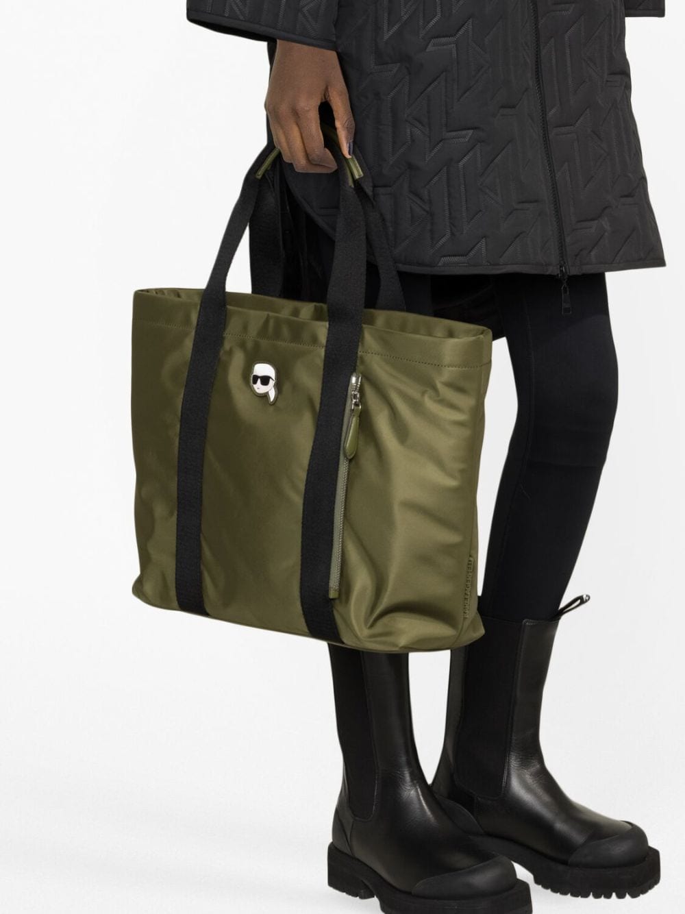 Shop Karl Lagerfeld Large K/ikonik 2.0 Tote Bag In Green