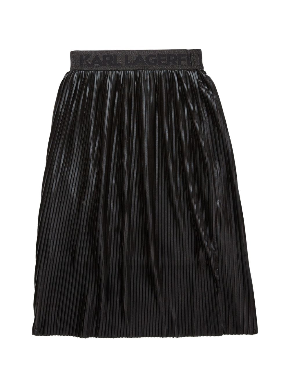 Shop Karl Lagerfeld Logo-waistband Pleated Skirt In Black