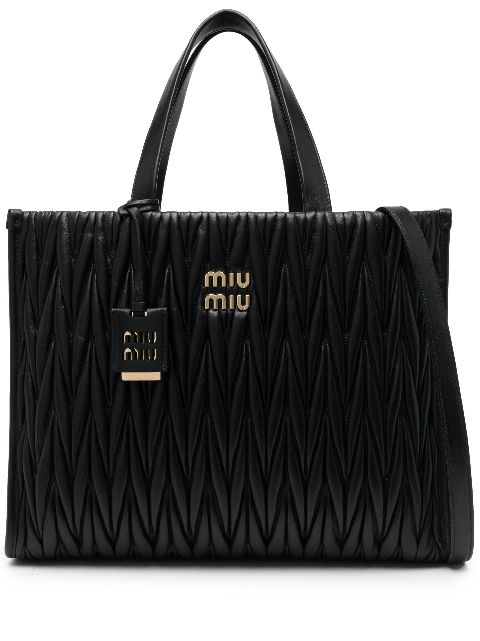 Miu Miu matelassé leather tote bag WOMEN