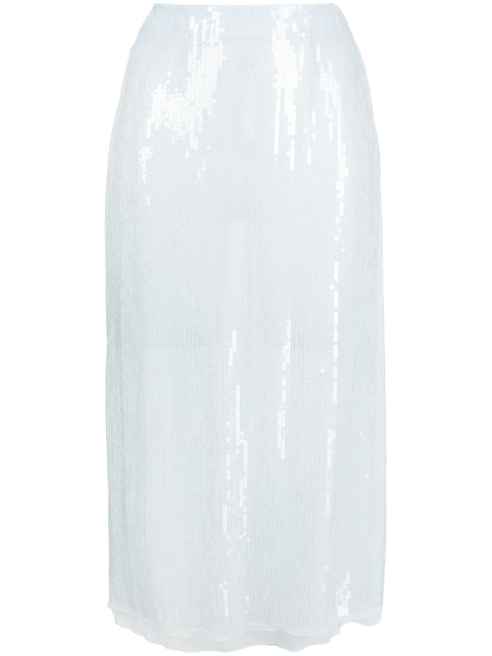 Shop Ermanno Scervino Sequin-embellished Silk Midi Skirt In Blue