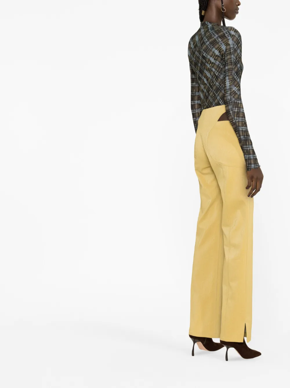 Misbhv Yellow Zip Faux-leather Trousers In Yellow