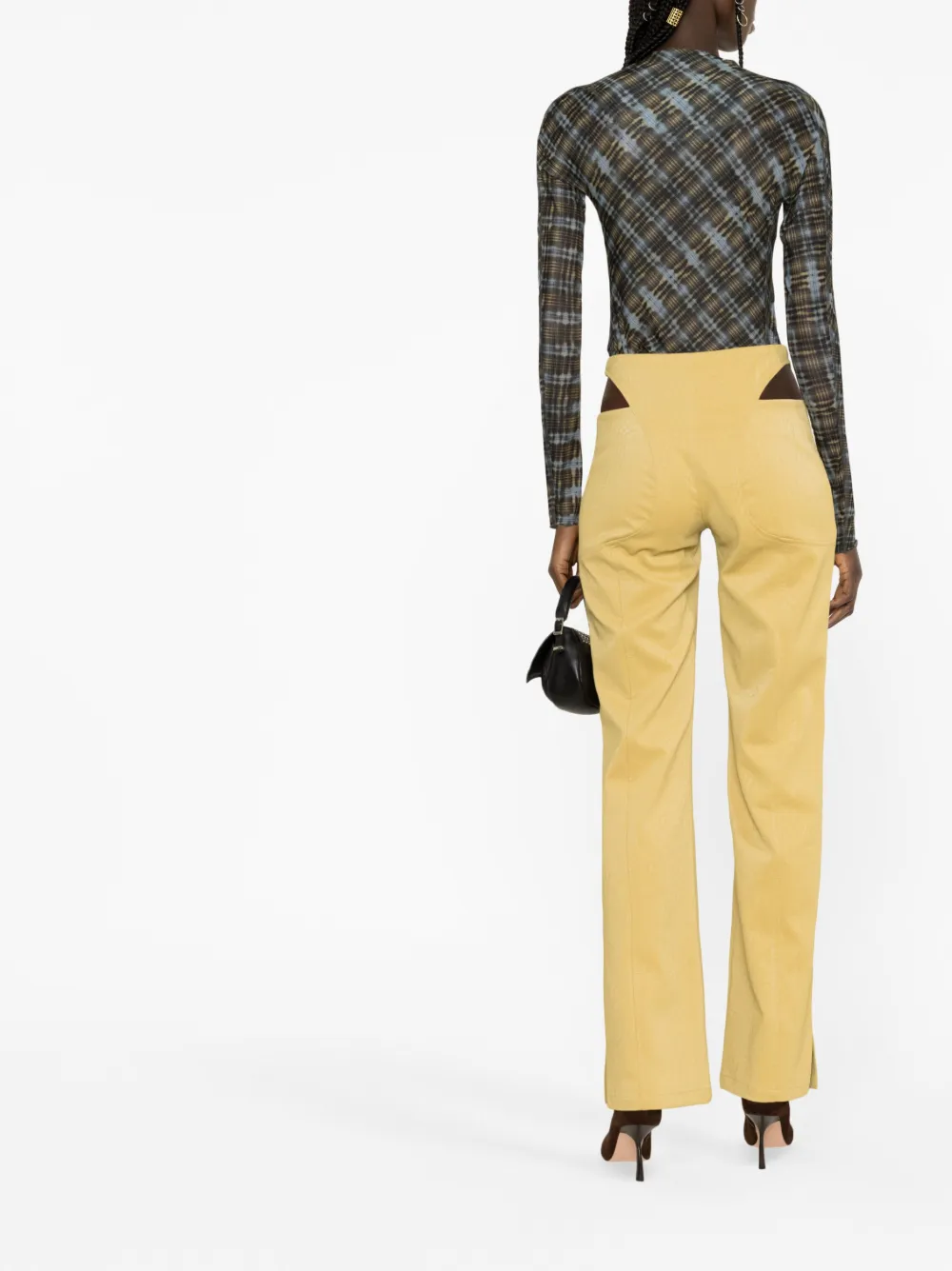 Misbhv Yellow Zip Faux-leather Trousers In Yellow