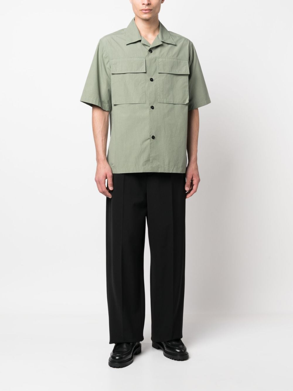 Shop Jil Sander Short-sleeve Cotton Shirt In Green