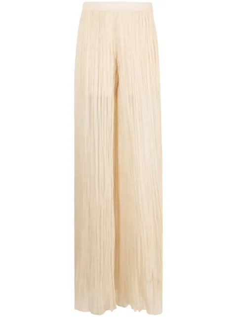 Alberta Ferretti pantalones de seda semitransparentes con pinzas