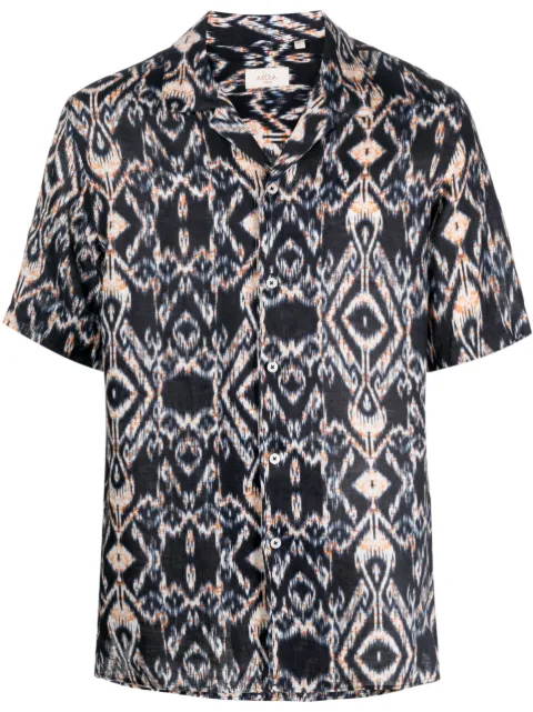Altea - abstract-print linen shirt