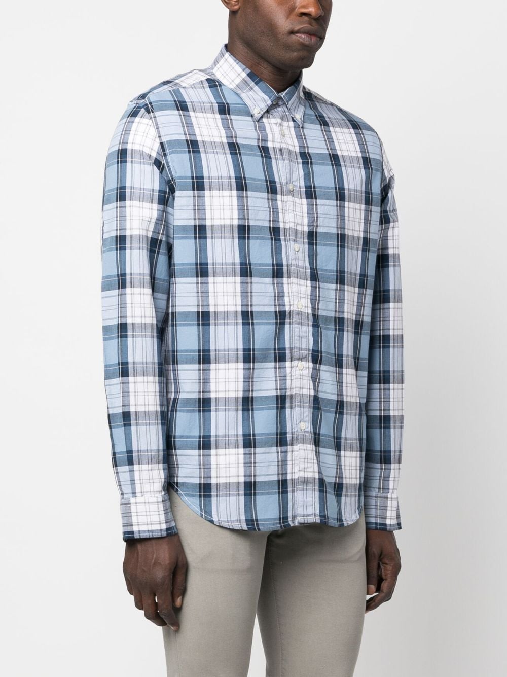 Shop Woolrich Plaid-pattern Cotton Shirt In Blue