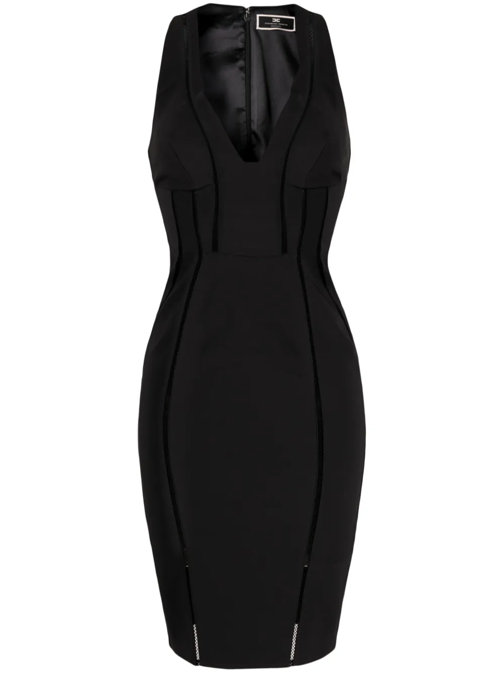 Elisabetta Franchi Sleeveless Fitted Midi Dress In Schwarz