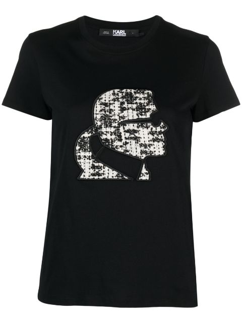 Karl Lagerfeld 로고 패치 오가닉 코튼 티셔츠