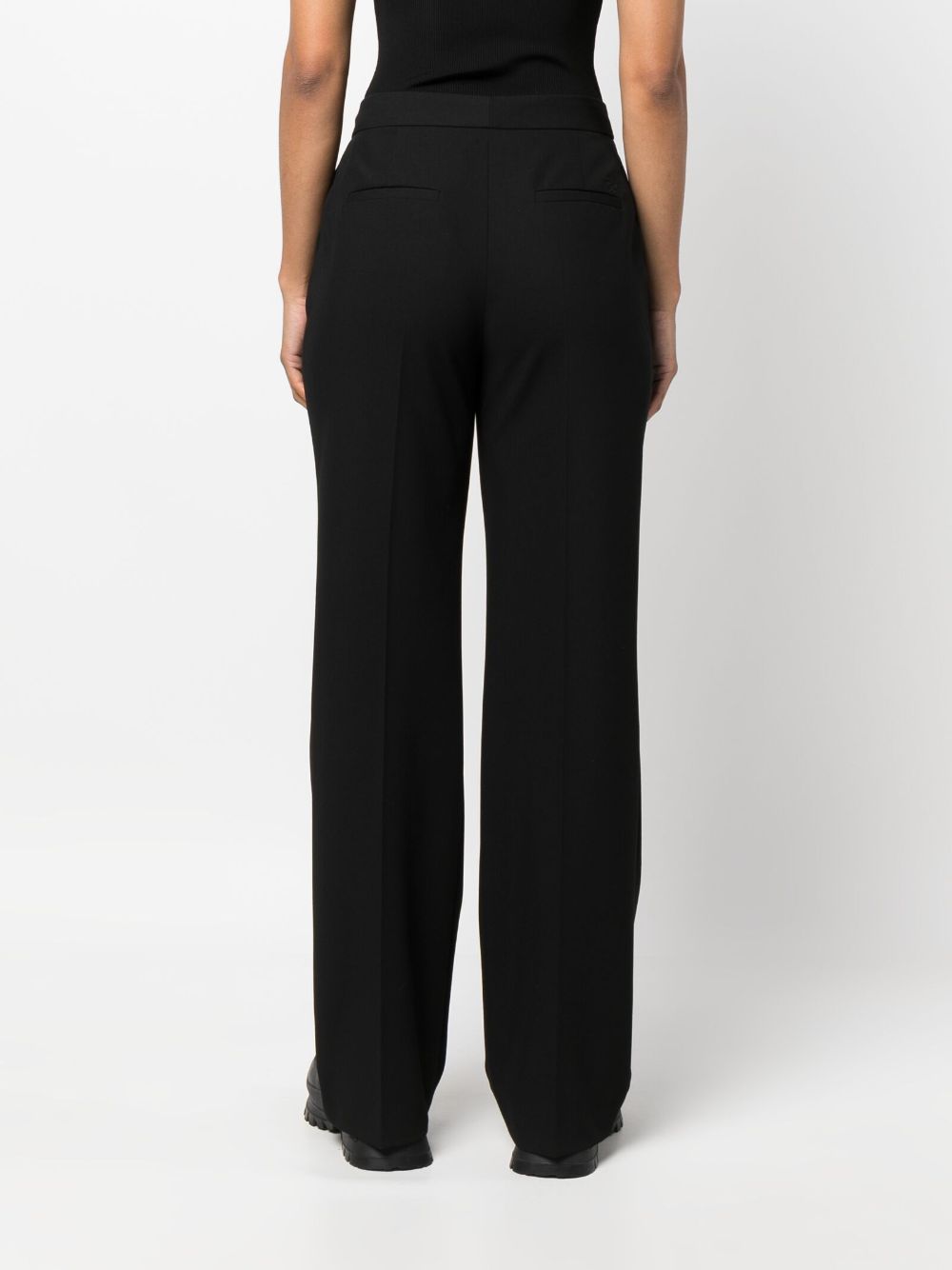Shop Karl Lagerfeld Pleated-edge Tailored Trousers In Black