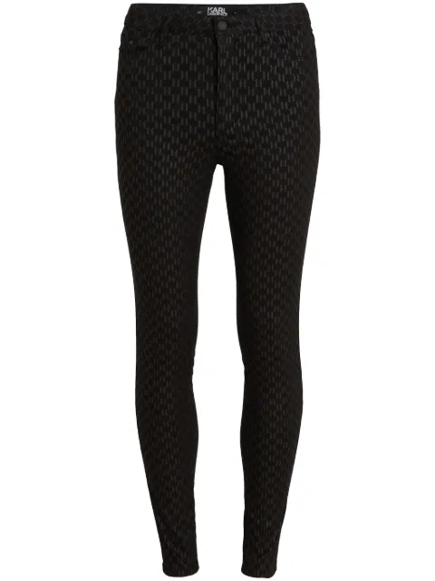 Karl Lagerfeld monogram-print shimmer skinny jeans 