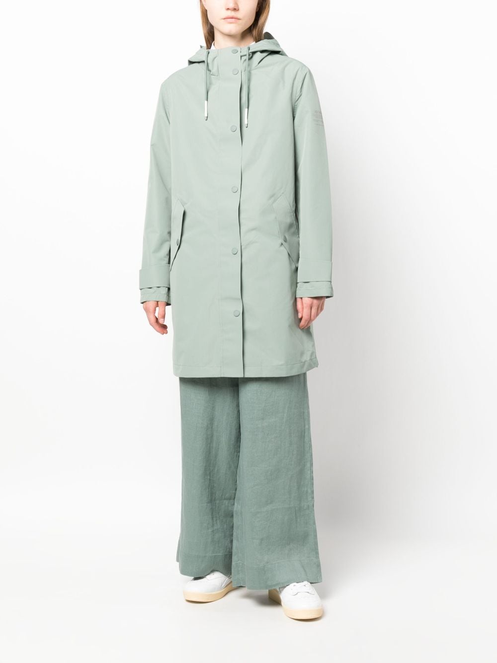 Ecoalf hooded long-sleeve raincoat - Groen