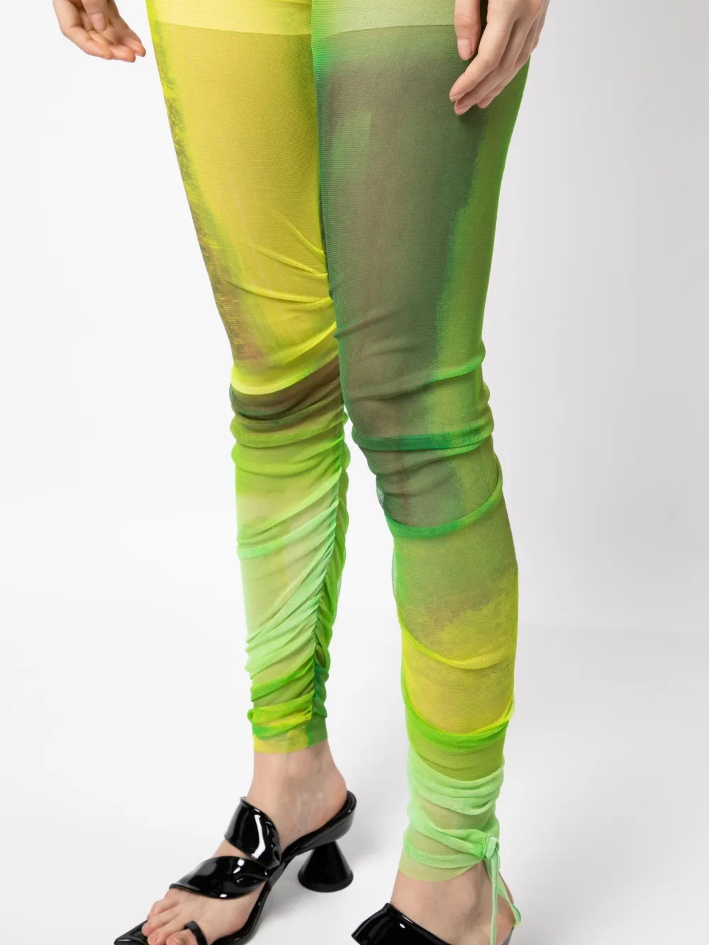 Lime tie dye print ruched hem printed knit online joggers