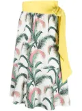 Maison Kitsuné leaf-print tiered cotton skirt - White