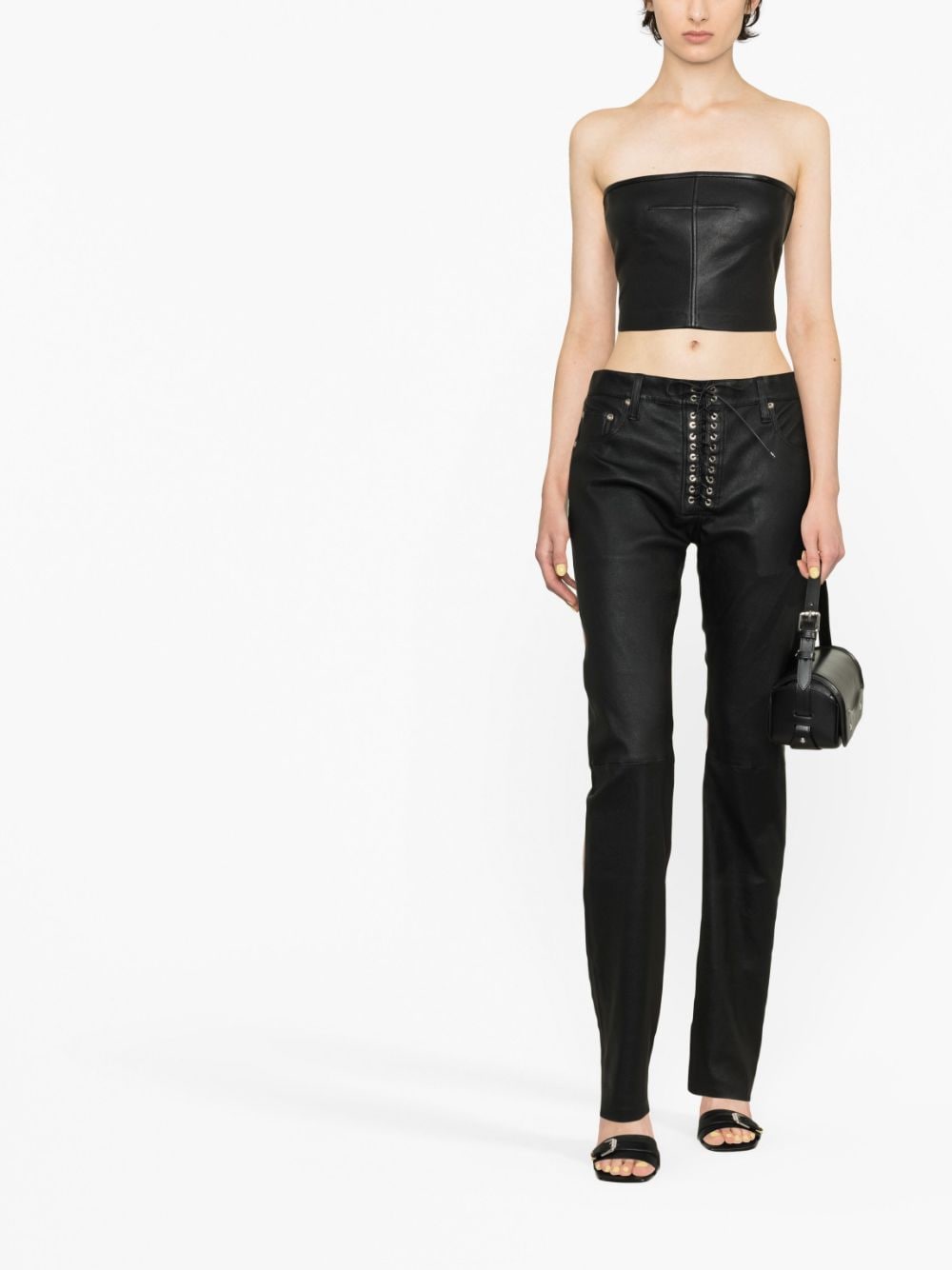 Shop Ludovic De Saint Sernin Lace-up Leather Trousers In Black