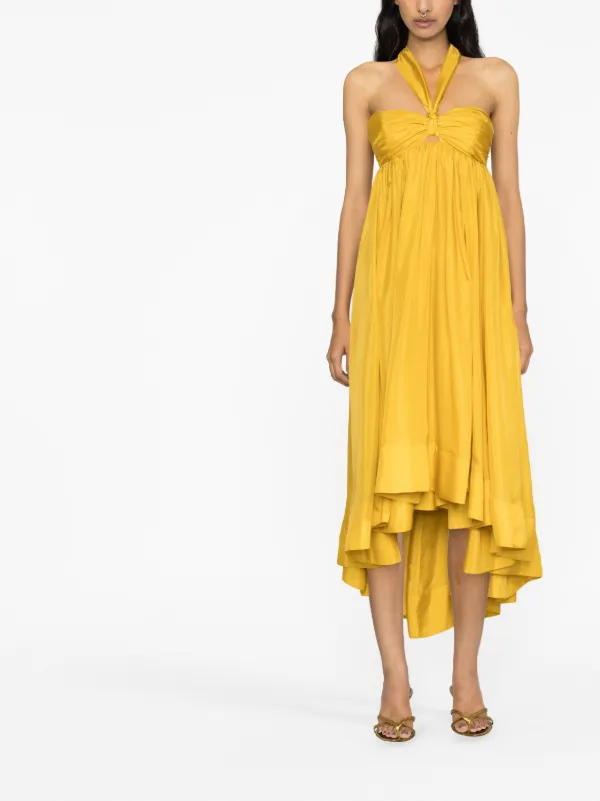ワンピース ZIMMERMANN Woman Dress Yellow 0797DRS252 YFL ZIMMERMANN Devi Halterneck Asymmetric Dress | Yellow | FARFETCH