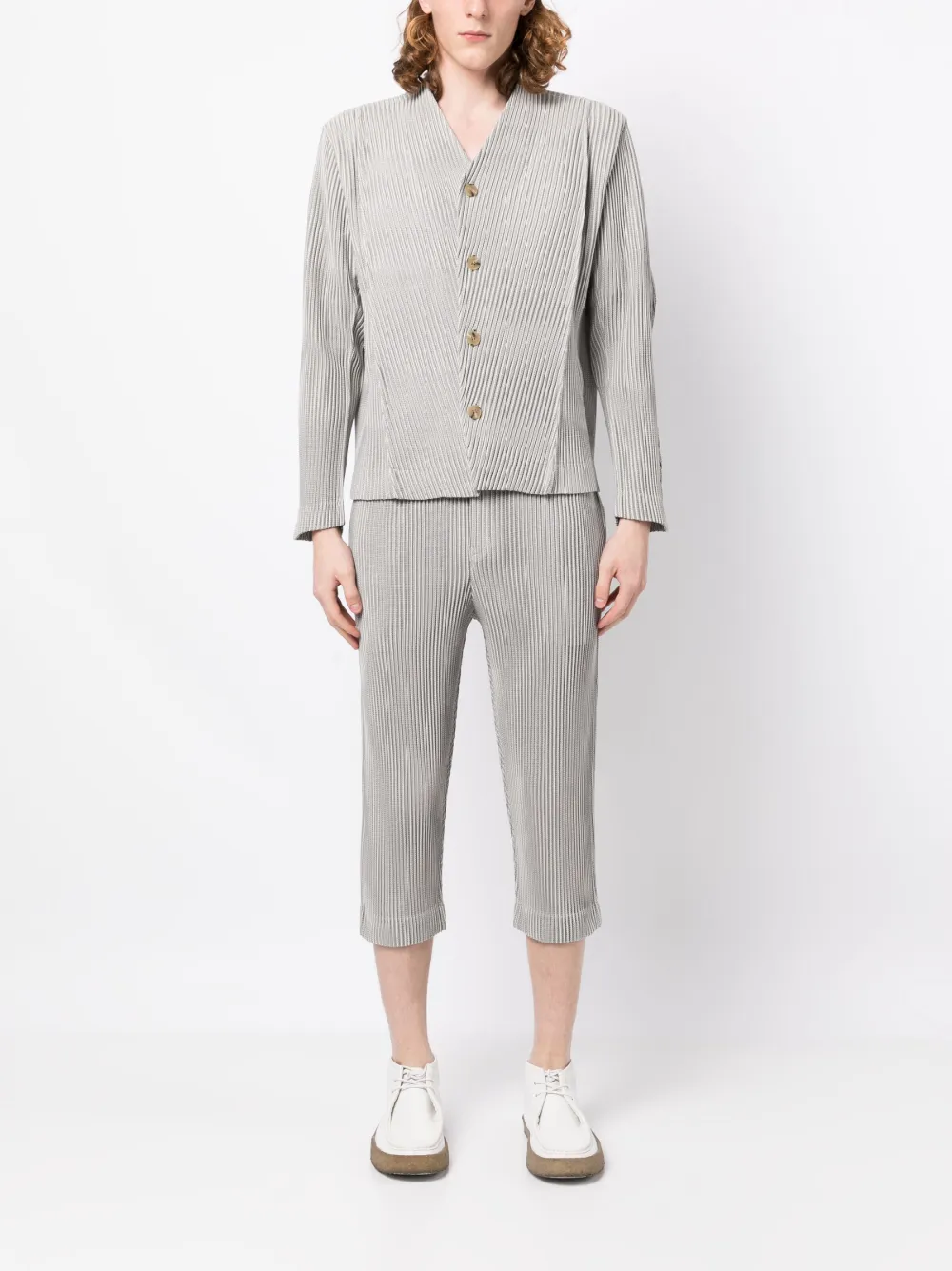 Homme Plissé Issey Miyake Jack met V-hals - Grijs