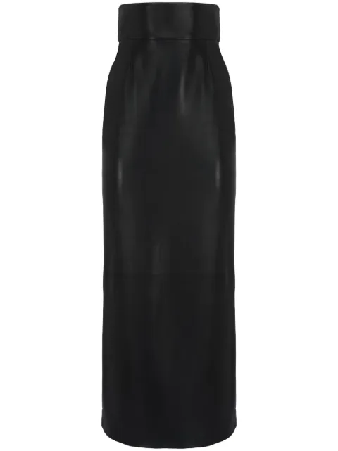 Alexander McQueen Bustier leather midi skirt