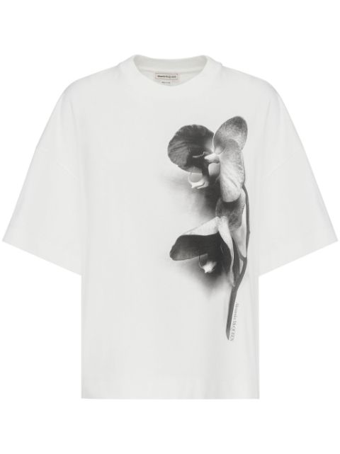 Alexander McQueen orchid-print cotton T-shirt