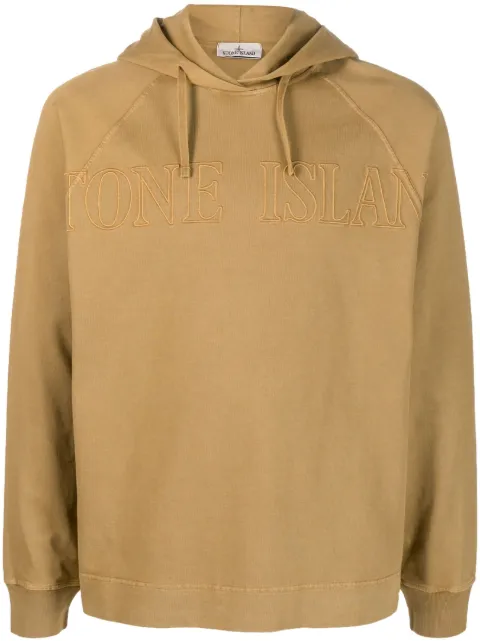 Stone Island logo-print cotton hoodie