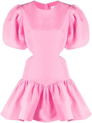 MSGM スリフレス テクスチャ ミニトレス 3842MDA17257317 01 MSGM Ruffled Cutout Minidress | Pink | FARFETCH PT