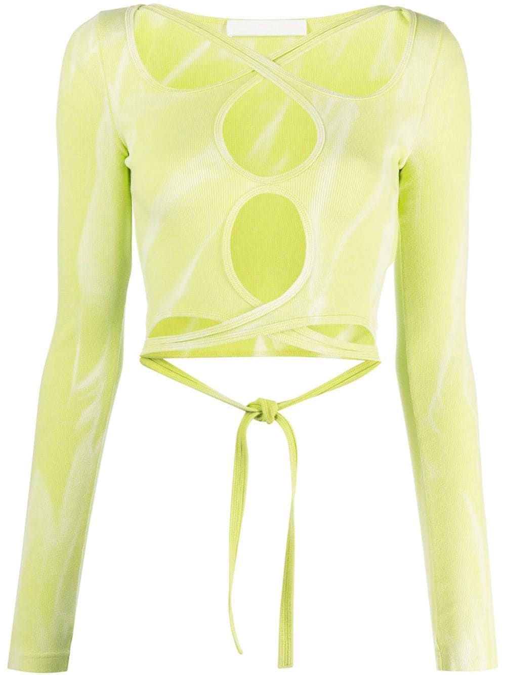 Shop Dion Lee Cut-out Detail Long-sleeve Top In Green