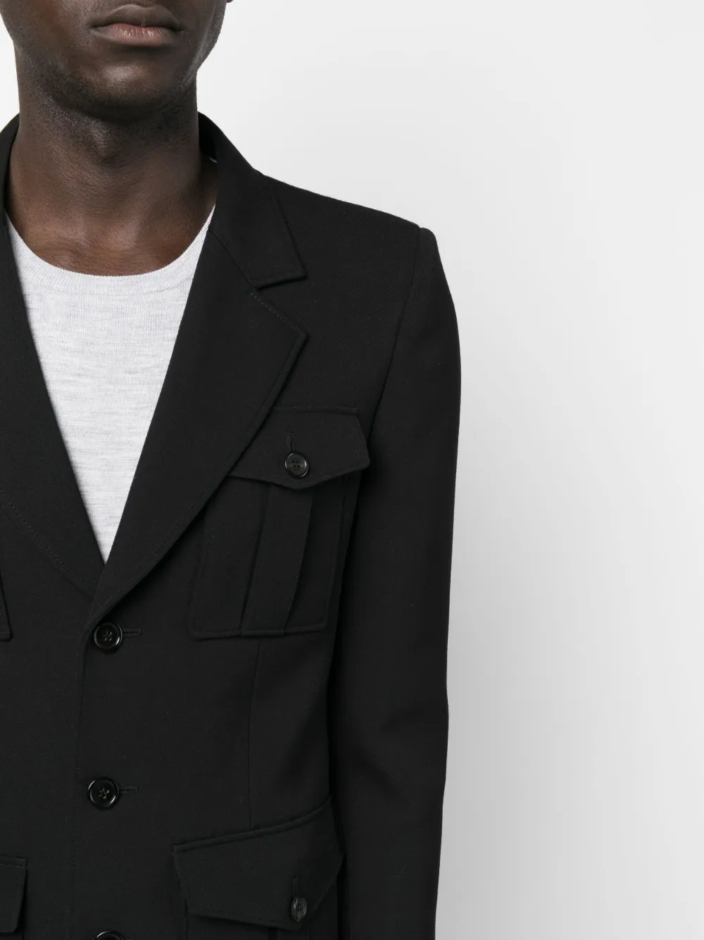 Shop Saint Laurent Single-breasted Wool Blazer In Black