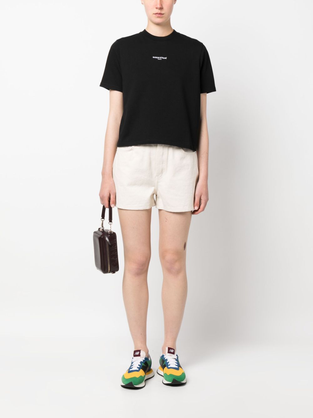 Maison Kitsuné T-shirt met geborduurd logo - Zwart