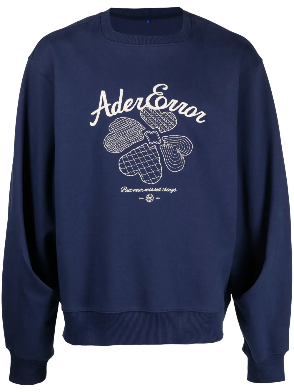 Ader Error Embroidered Cotton Sweatshirt In Blue