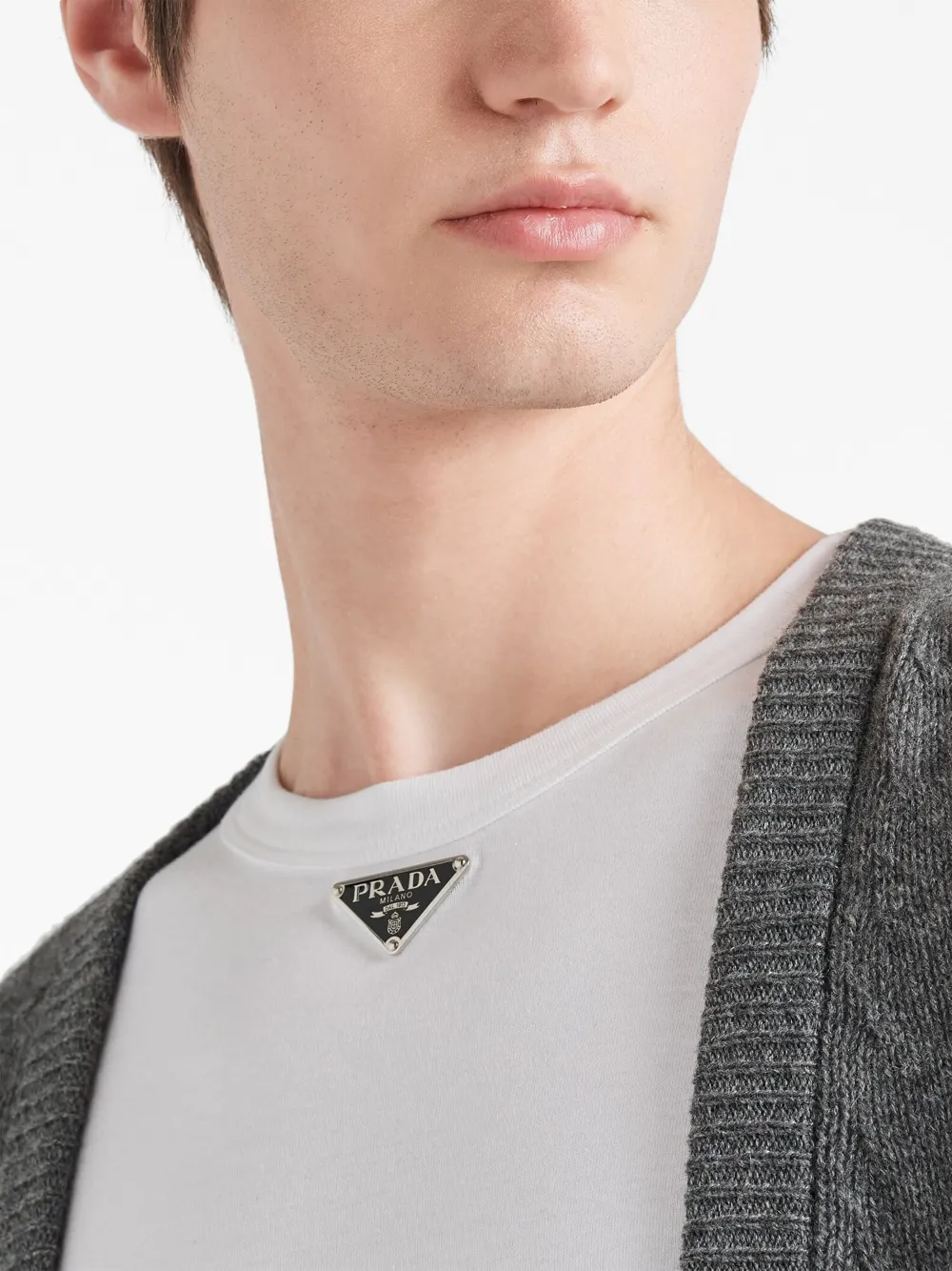 Prada triangle-logo Cotton T-shirt - Farfetch