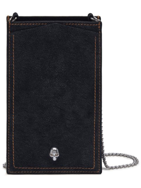 Alexander McQueen skull-detail denim phone holder Women