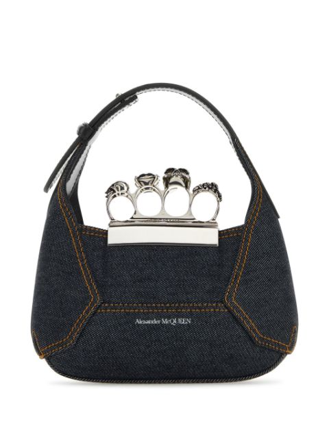 Alexander McQueen mini The Jewelled Hobo denim tote bag Women